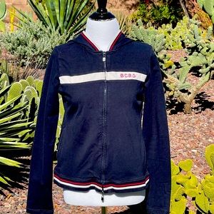 BCBG MAXAZRIA ATHLETIC JACKET W/HOOD - L